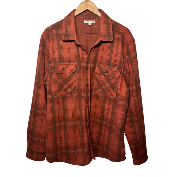 Frye and Co Shirt Flannel Plaid Rust Brown Jacket Men Comfy Outdoors Button XXL - Picture 1 of 6